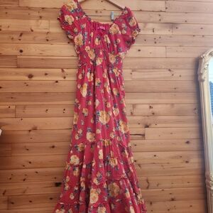 Betsey Johnson Hot Pink Floral Maxi Dress